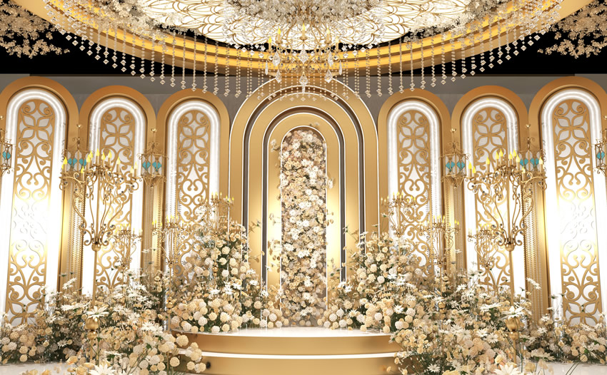 红塔香槟色调婚礼堂效果展示